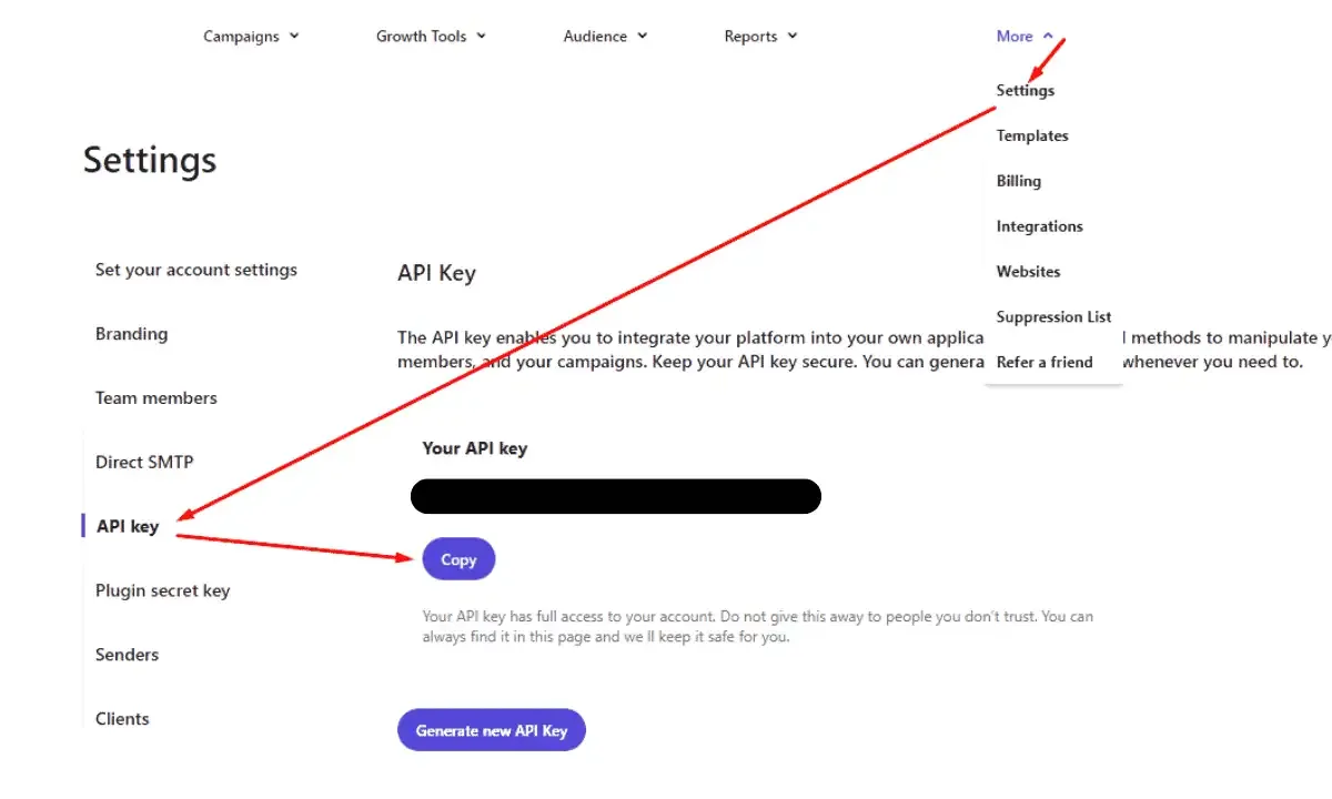 Moosend API key